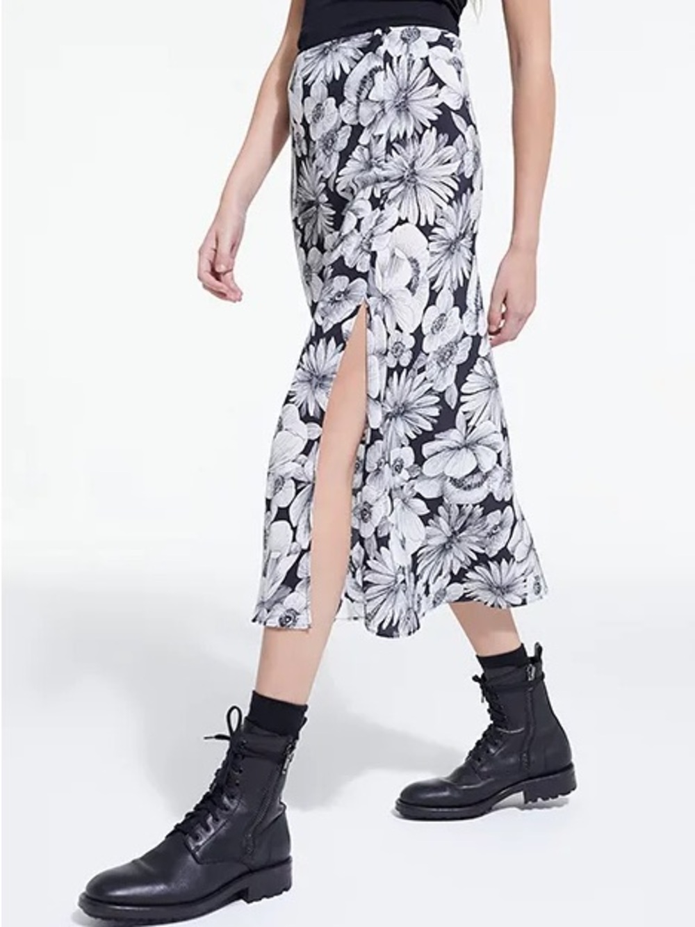 The Kooples Romantic Garden floral silk skirt